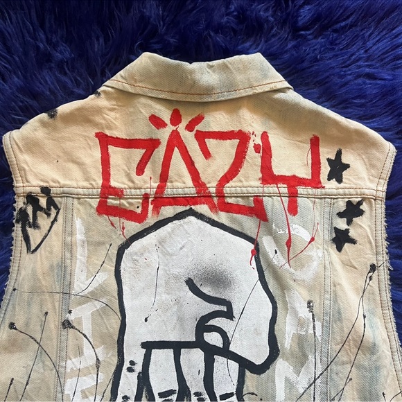 New! Rare FAITH CONNEXION Card Casino Oversized Denim Vest - Picture 7 of 10